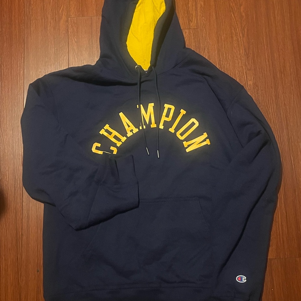 Champion Dark Blue and Gold Hoodie